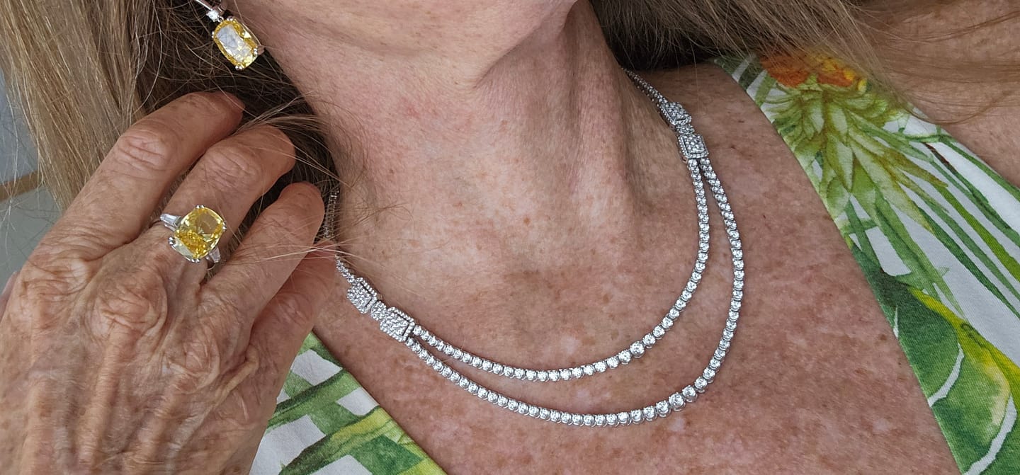 Customer photo review of Art Deco CZ Tennis Necklace in Sterling Silver 17"
