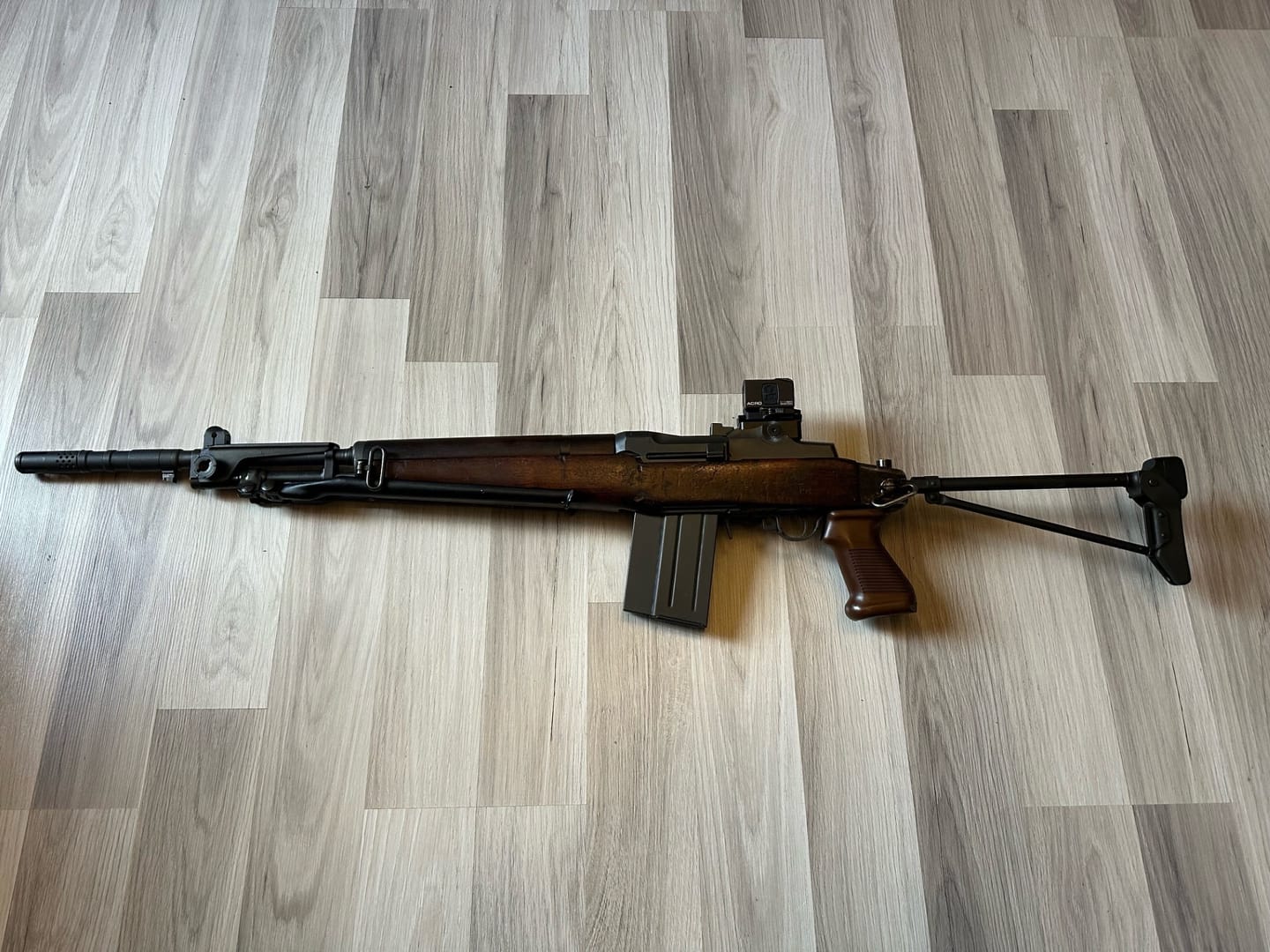 Customer photo review of M1 Garand / M1A Micro Red Dot Base and Picatinny Rail Mount Gen 3