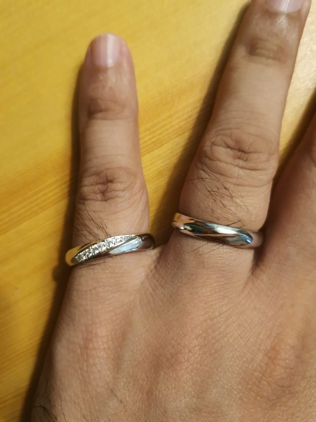 Customer photo review of Burgundy Wedding Rings