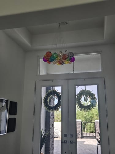 Customer photo review of Unique Multi-Color Globe Cluster Chandelier