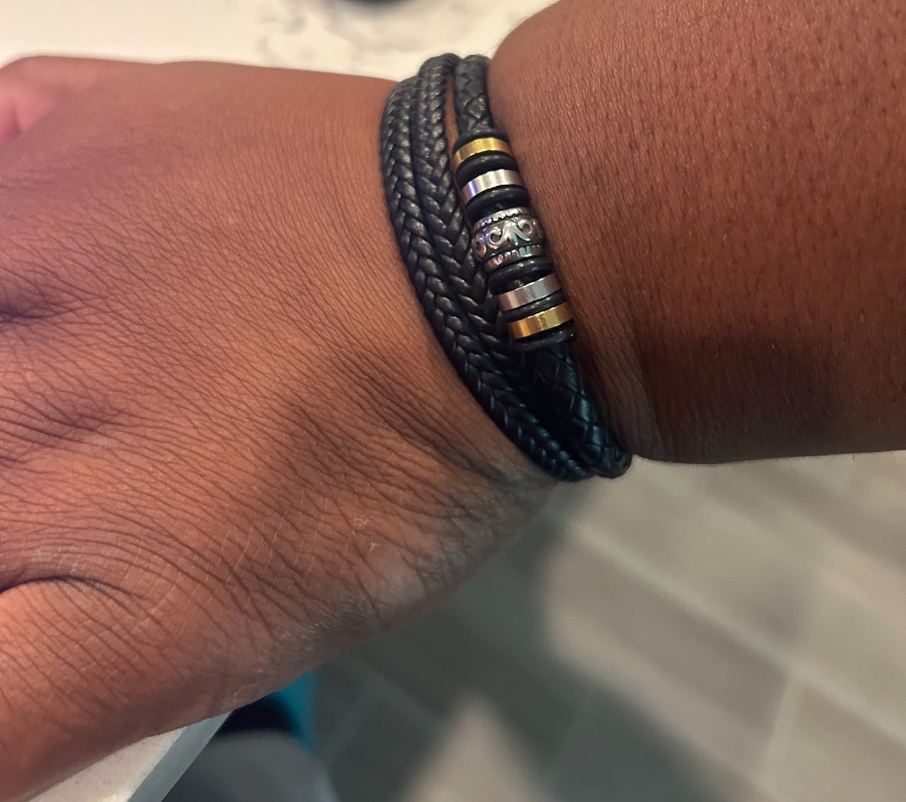 Customer photo review of To My Son | Love You Forever | Leather Braid Bracelet