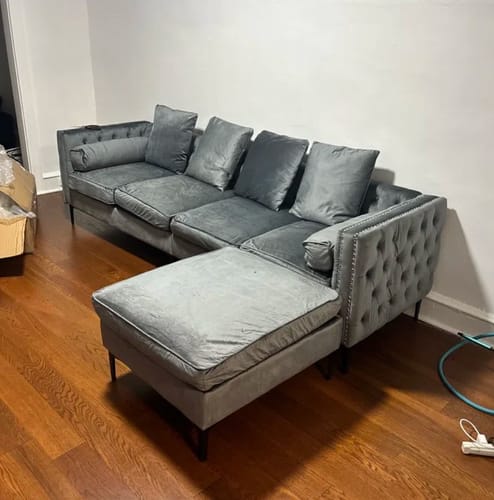 Customer photo review of Homrest 4-Seat Sectional Sleeper Sofa Set with Storage Ottoman for Living Room, Grey