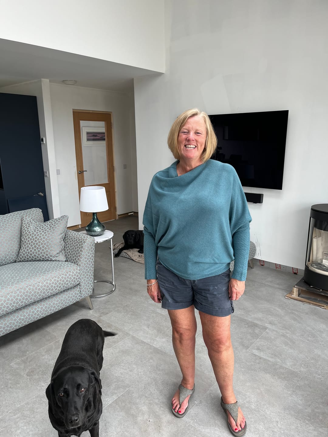 Customer photo review of Soft Knit Asymmetric Jumper - Petrol Blue