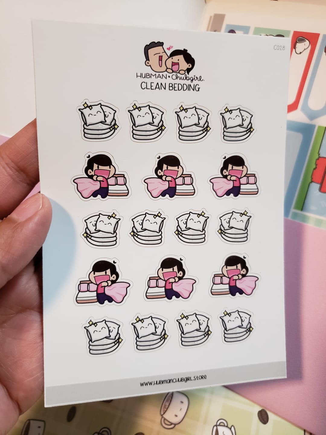 Customer photo review of Clean Bedding Planner Stickers