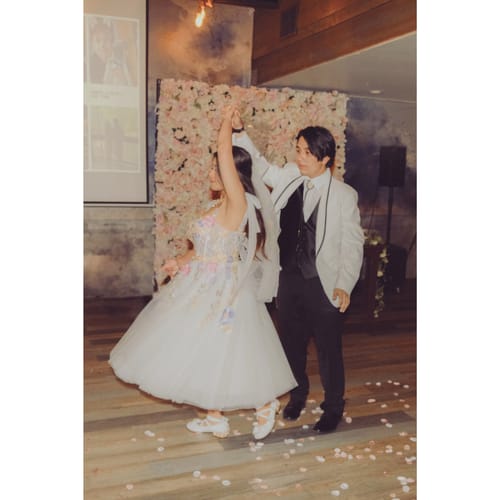 Customer photo review of Embroidery Floral Corset Ivory Dress with Removable Tie Straps