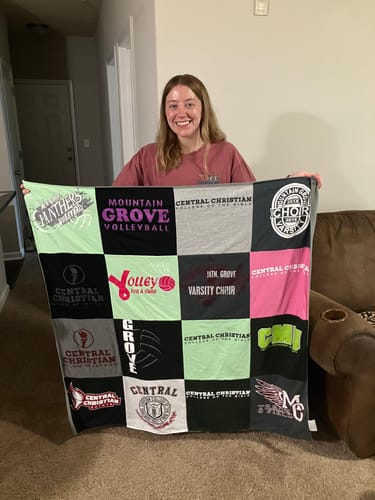 T-shirt quilt featuring mountain grove volleyball by Laney from MO