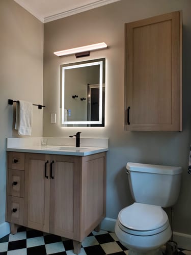 Customer photo review of Bridgeport 36" White Oak Bathroom Vanity, Right Sink