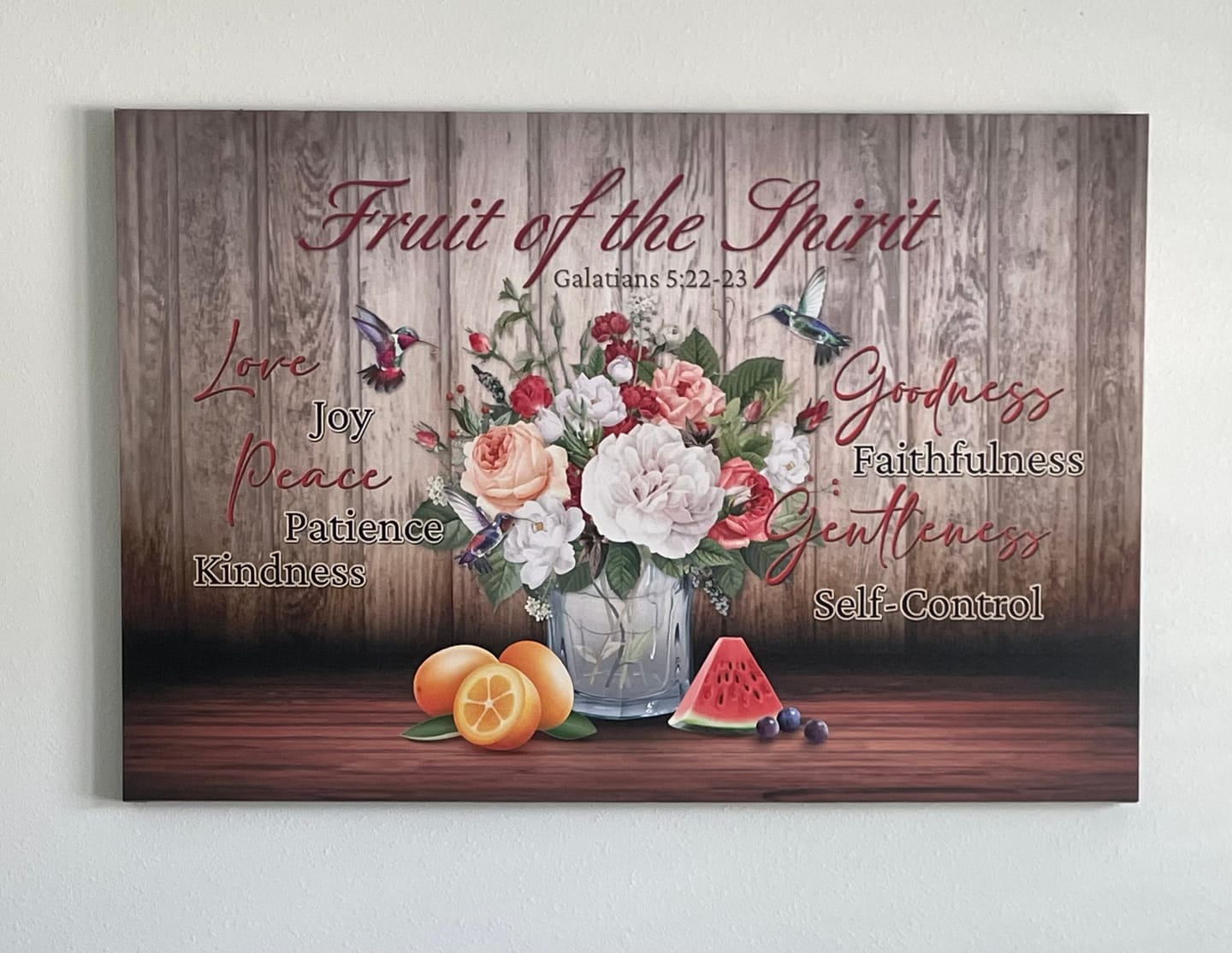 Customer photo review of Fruit of the Spirit Galatians 5:22-23 Christian Wall Art Canvas