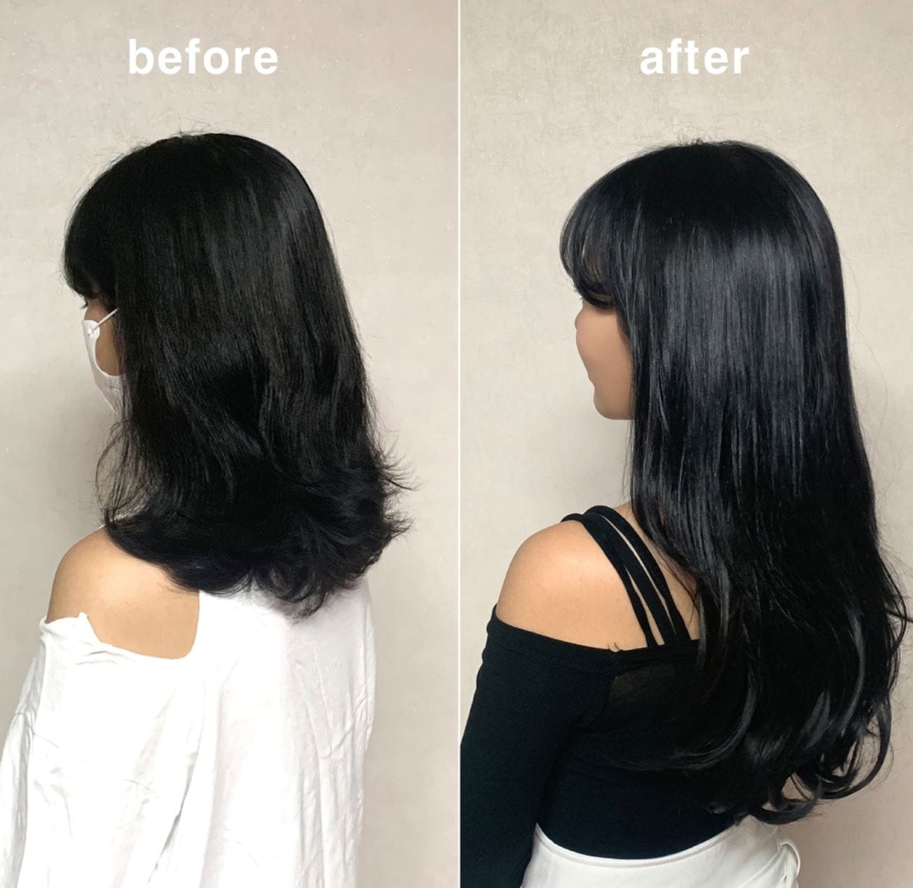 Customer photo review of Hair extensions) Loose Perm V-line 4 pcs