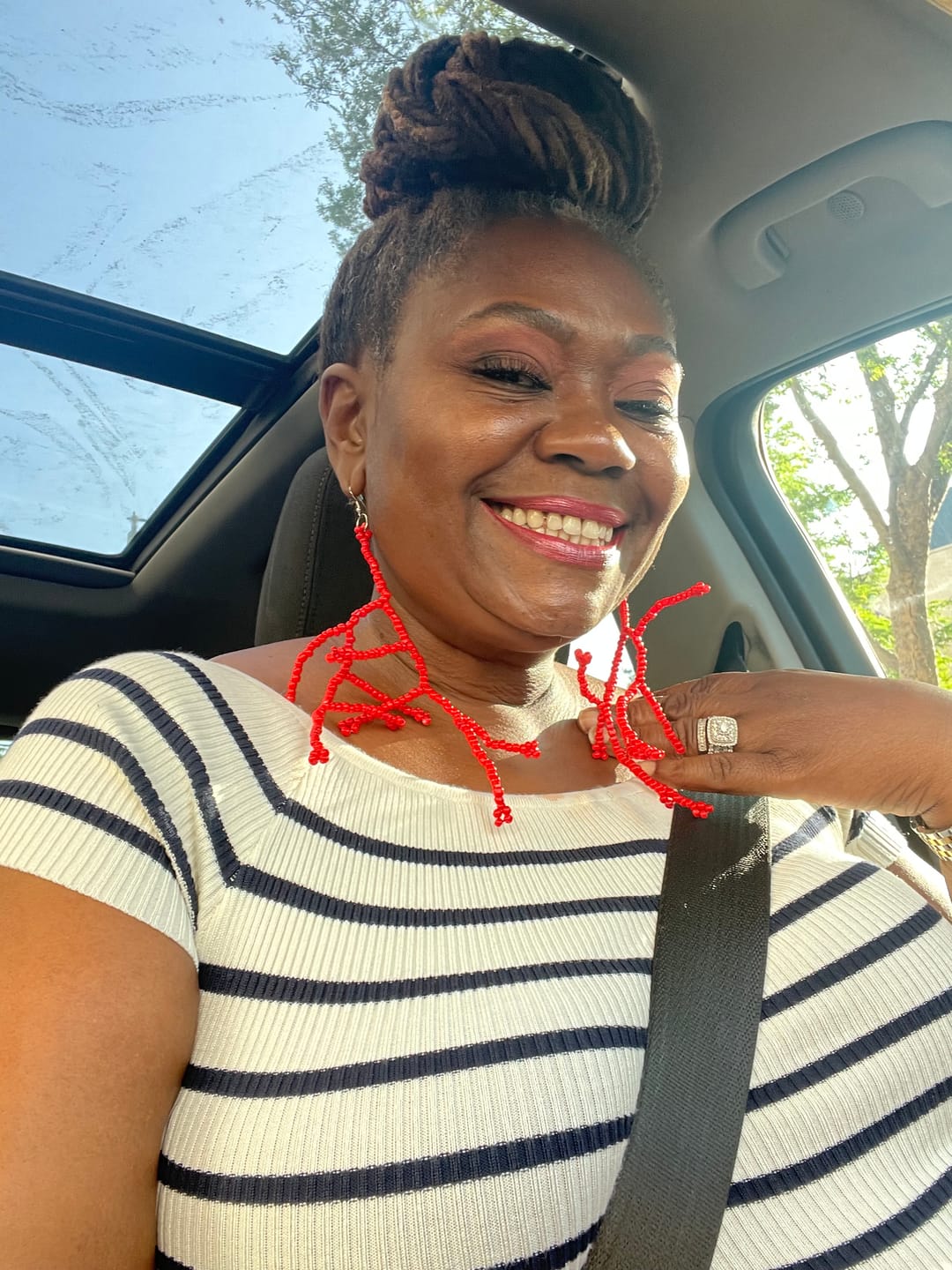 Customer photo review of Heritage Beaded Branches Earrings