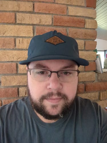 Customer photo review of Big Flat Bill Unstructured Wicking Hat