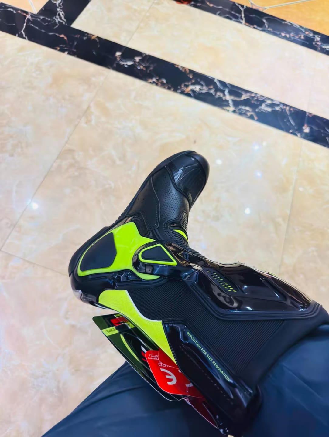 Customer photo review of Allgoal Motorcycle Riding Boots Black/Green