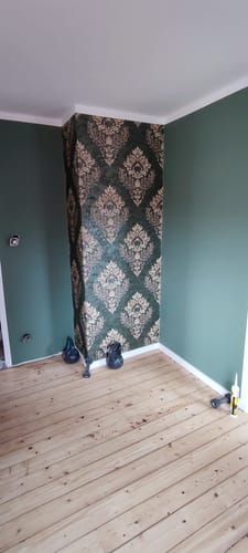 Customer photo review of St. Petersberg Baroque Wallpaper - Green + Gold