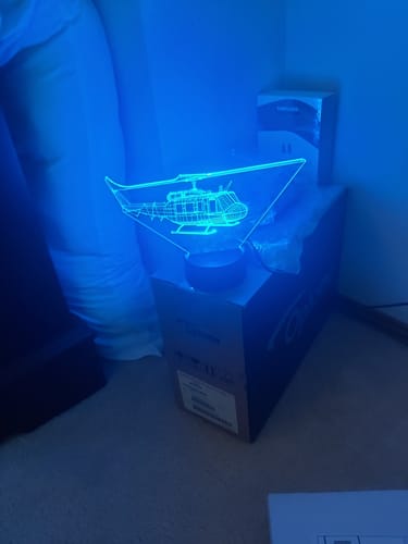 Customer photo review of UH-1 "Huey" Helicopter - 3D Optical Illusion Lamp