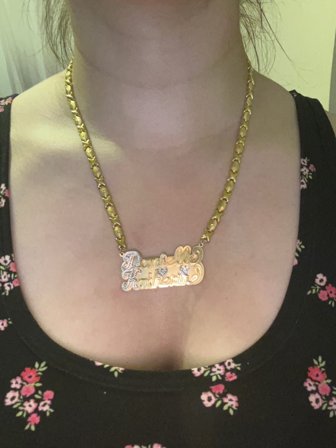 Customer photo review of Double Plated Nameplate Necklace "Couples"