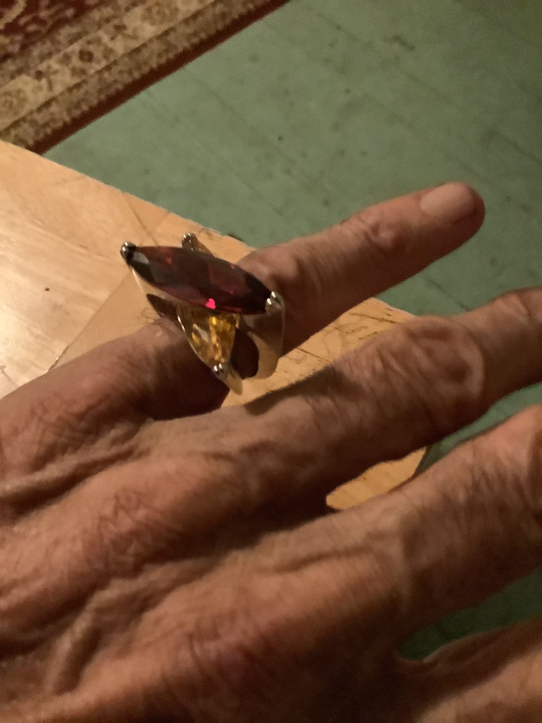 Customer photo review of Huge Garnet Citrine 925 Sterling Silver Ring