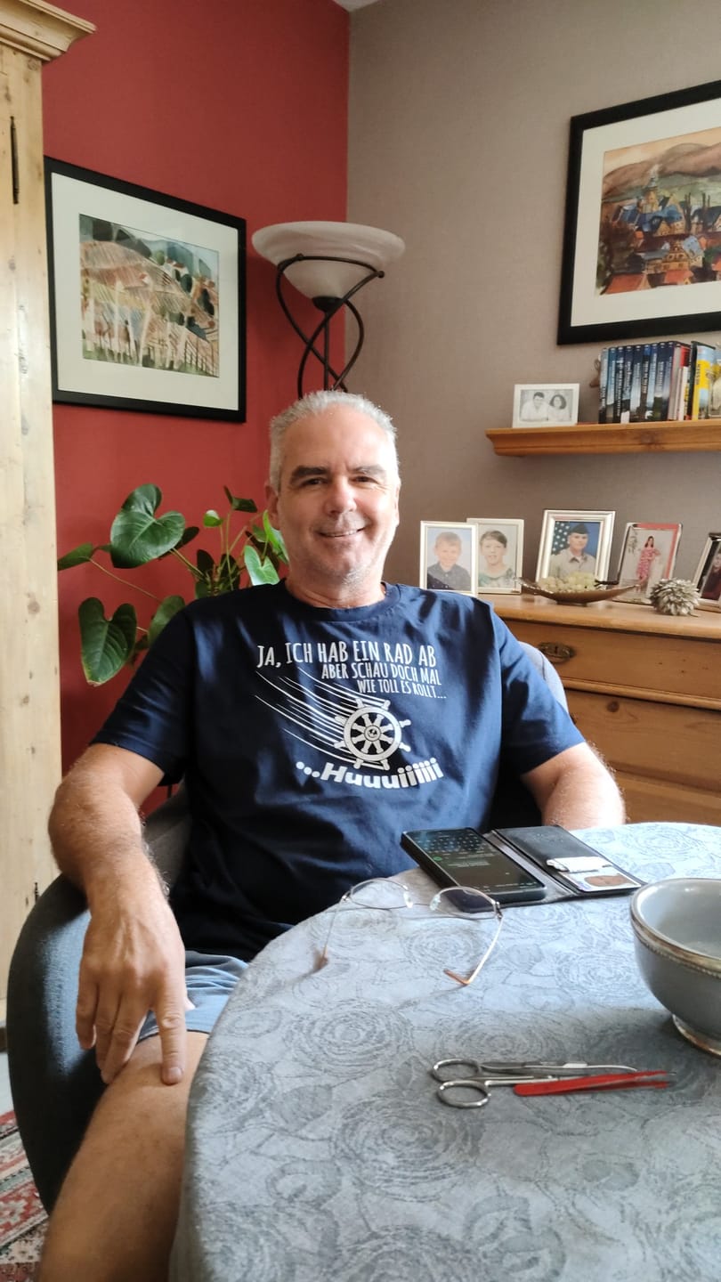 Customer photo review of Ja, ich habe ein Rad ab... huuuiii · Herren Premium Bio T-Shirt