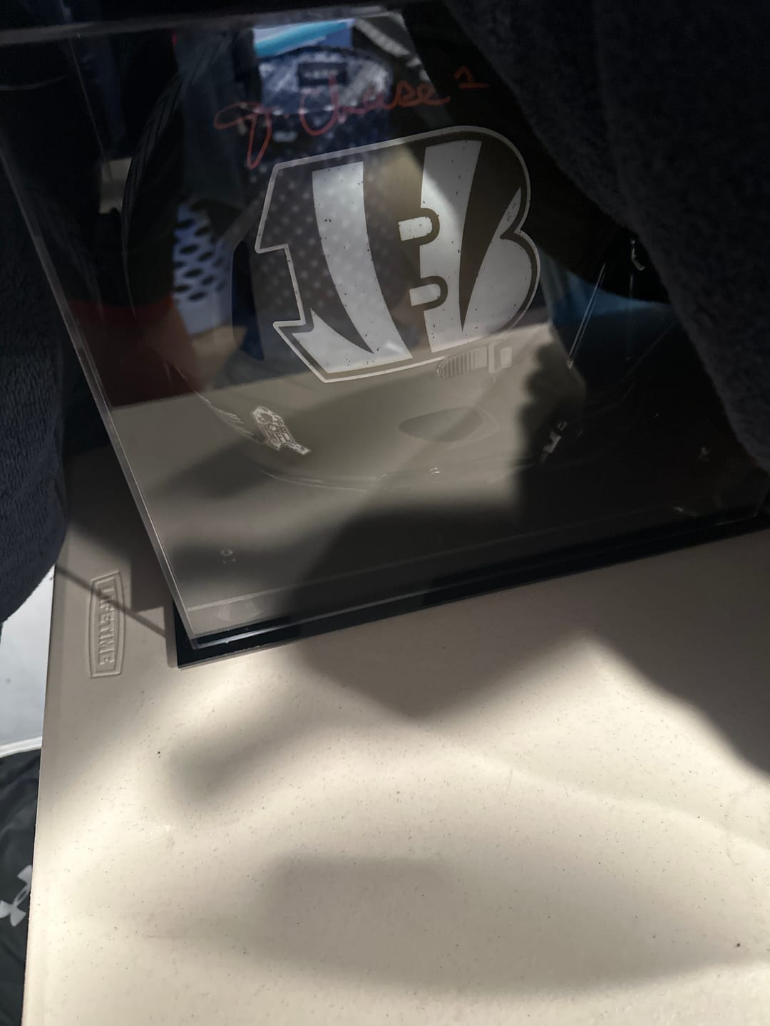 Customer photo review of Acrylic Full Size Football Helmet Display Case - Clear (V44/A002)