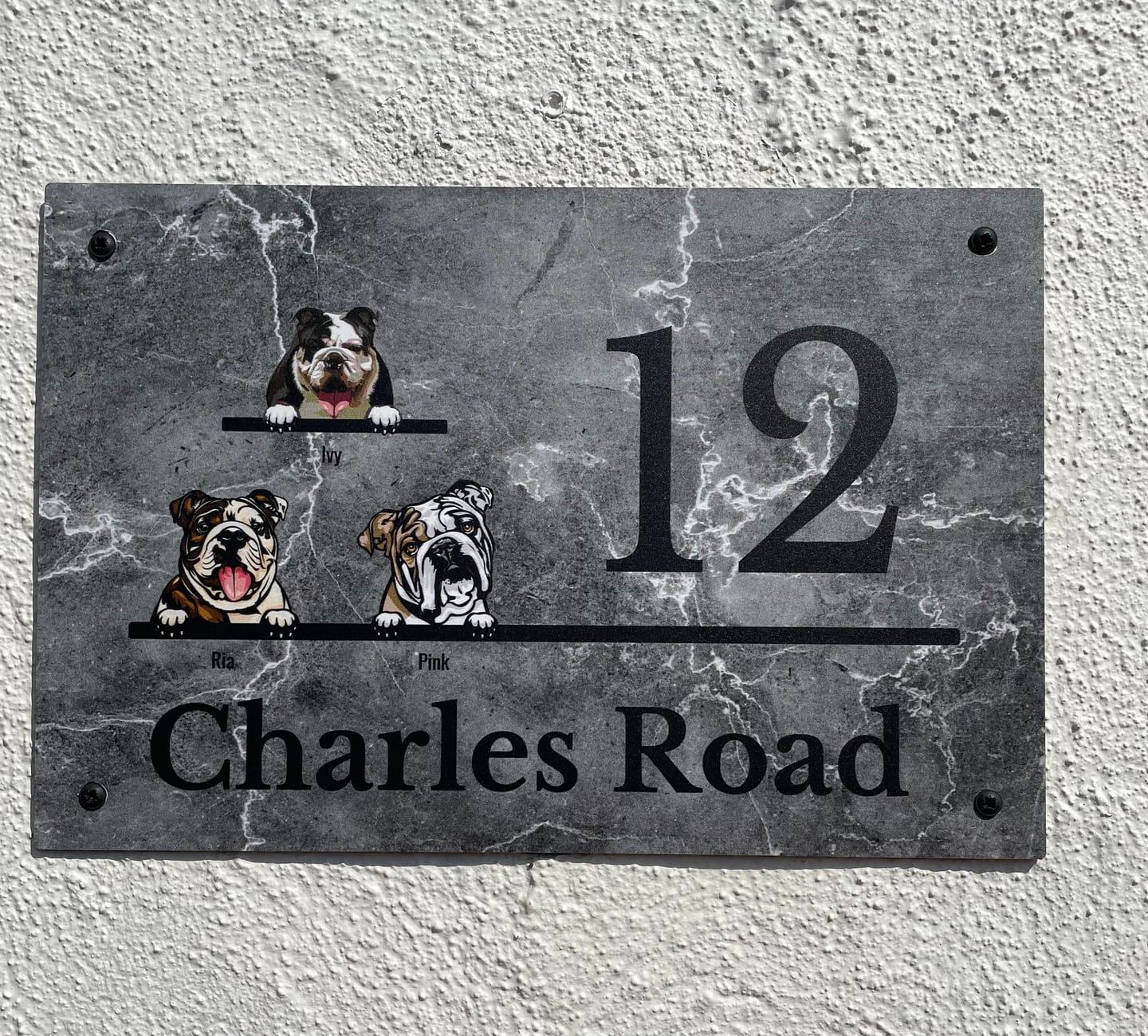 Customer photo review of House number marble look - Personalised Door Sign
