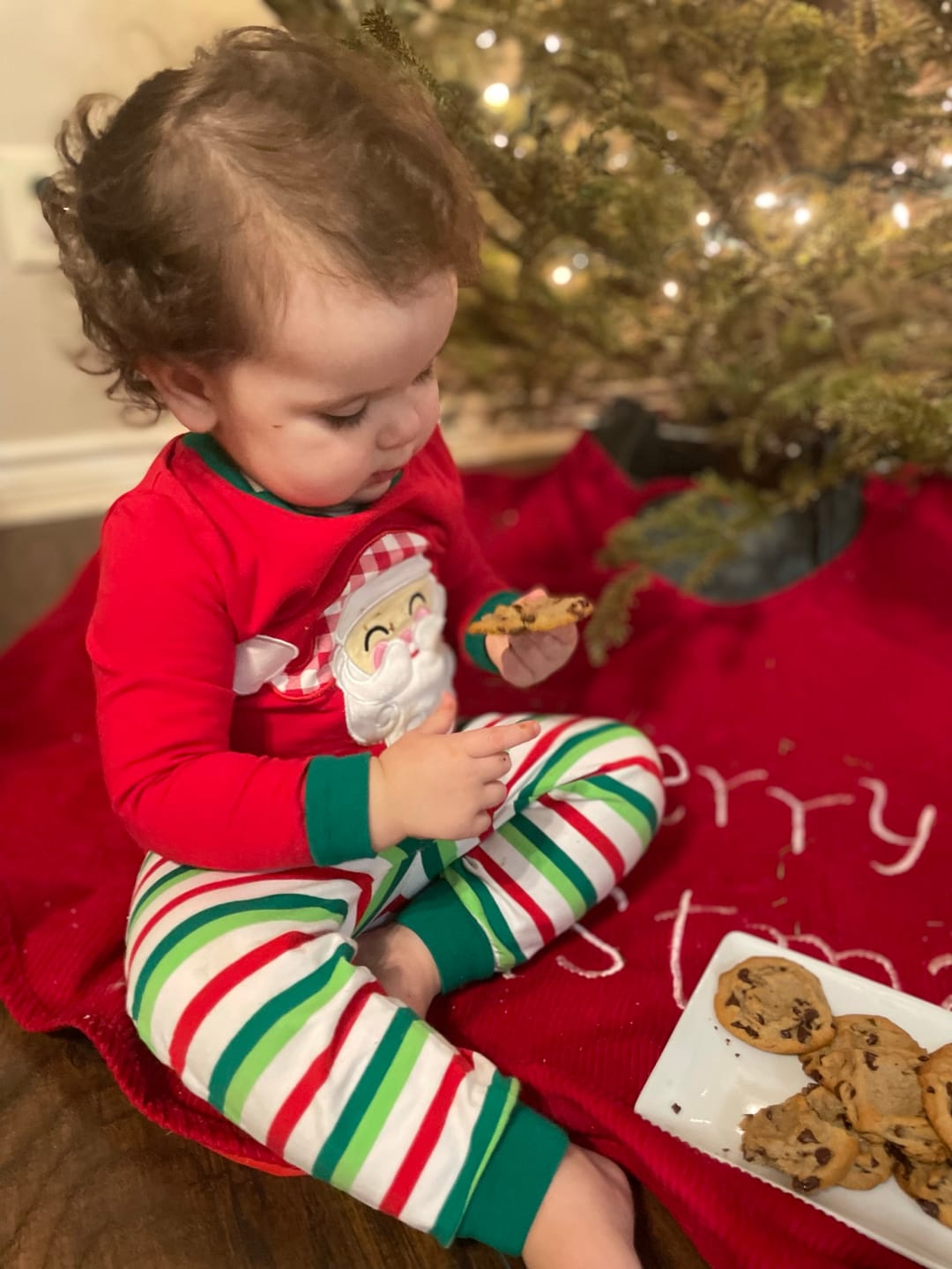 Customer photo review of Happy Santa Red Cheerful Stripe Pajamas