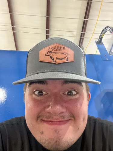 Customer photo review of Flat Bill Seven-Panel Leather Patch Hat - Richardson 168