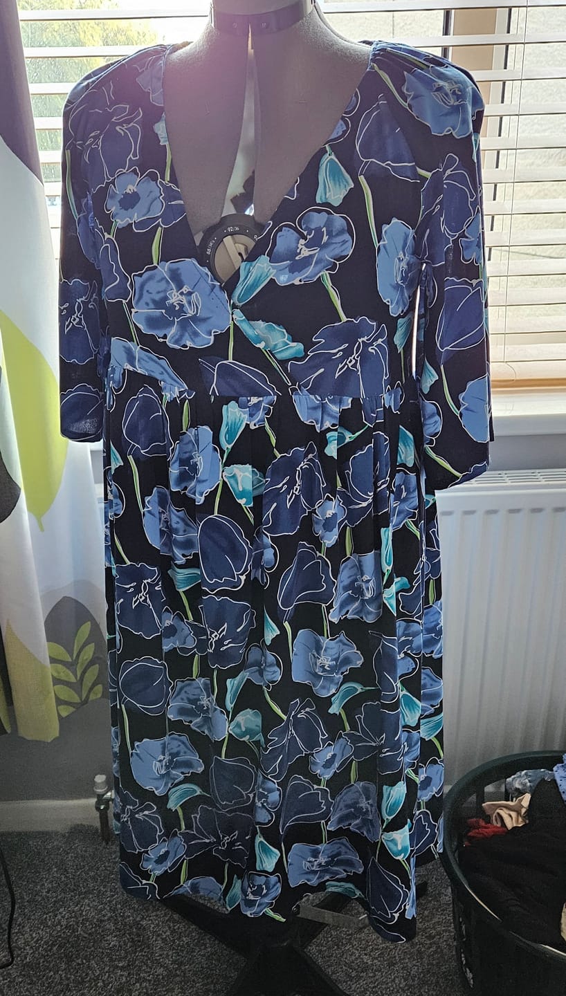 Customer photo review of Flower Drawings on Black Viscose Challis Fabric