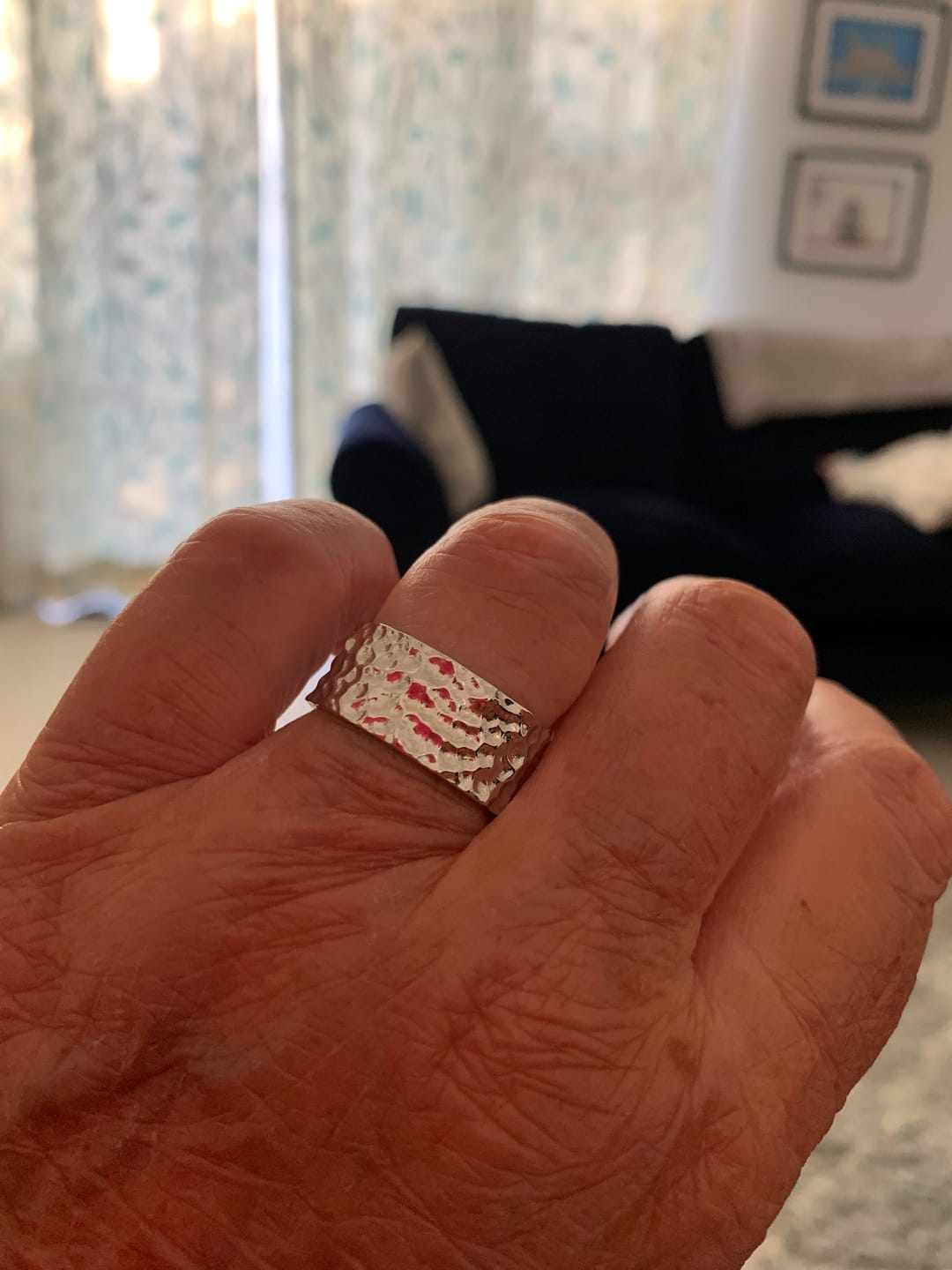 Customer photo review of Grecian Hammered Silver Stacking Ring