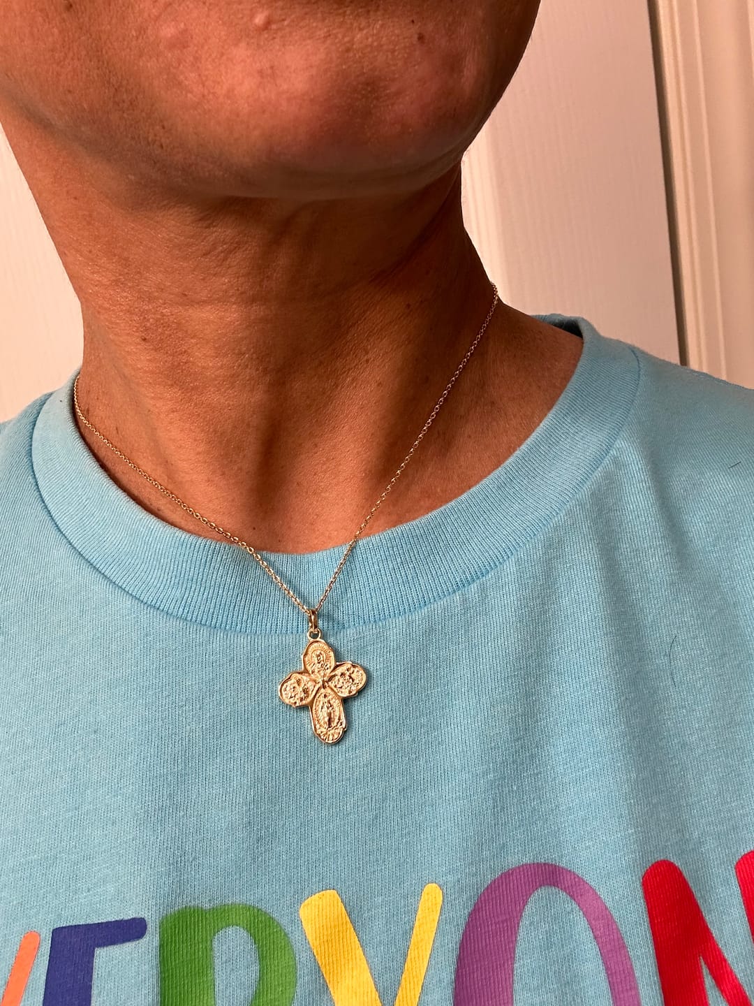 Customer photo review of The Four Way Cross Medal Necklace