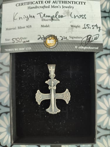 Customer photo review of Sterling Silver Men's Cross Pendant Necklace Knights Templar