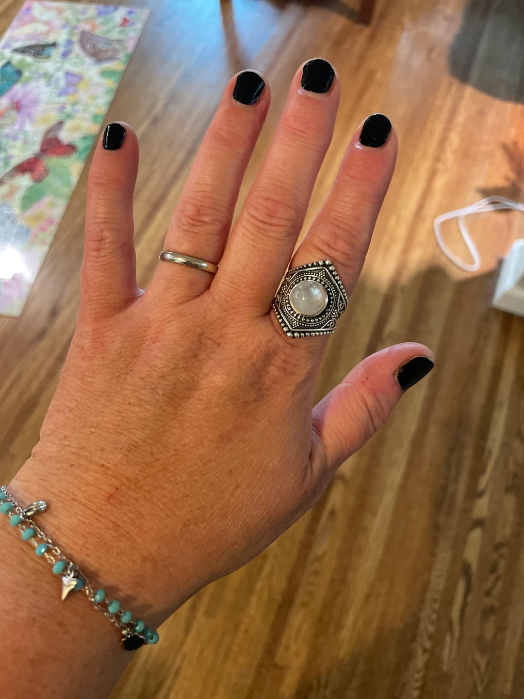 Customer photo review of Sterling Silver Boho Ring with Moonstone