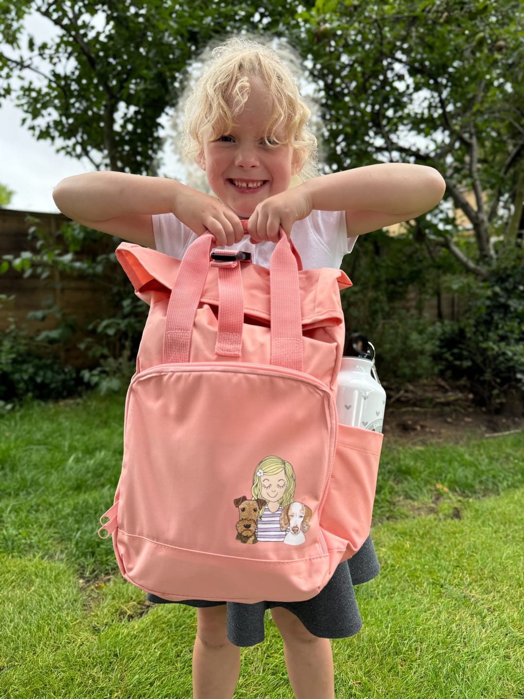 Customer photo review of Personalised You and Your Dog Children's Backpack