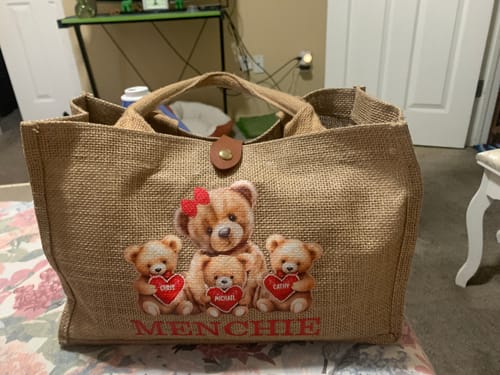 Customer photo review of Personalized Grandma Bear With Cute Grandkids Jute Tote Bag