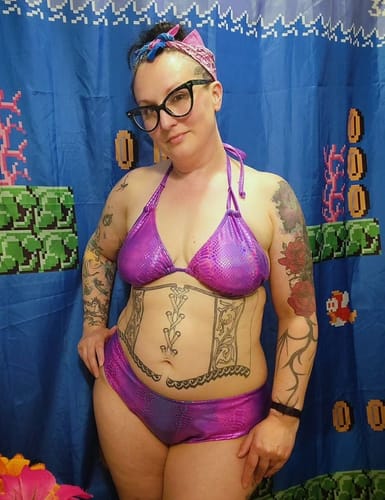Customer photo review of Purple Python Cheeky Bottom