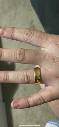 Customer photo review of The Bond - Gold 8mm Tungsten Gloss Finish Curved Ring