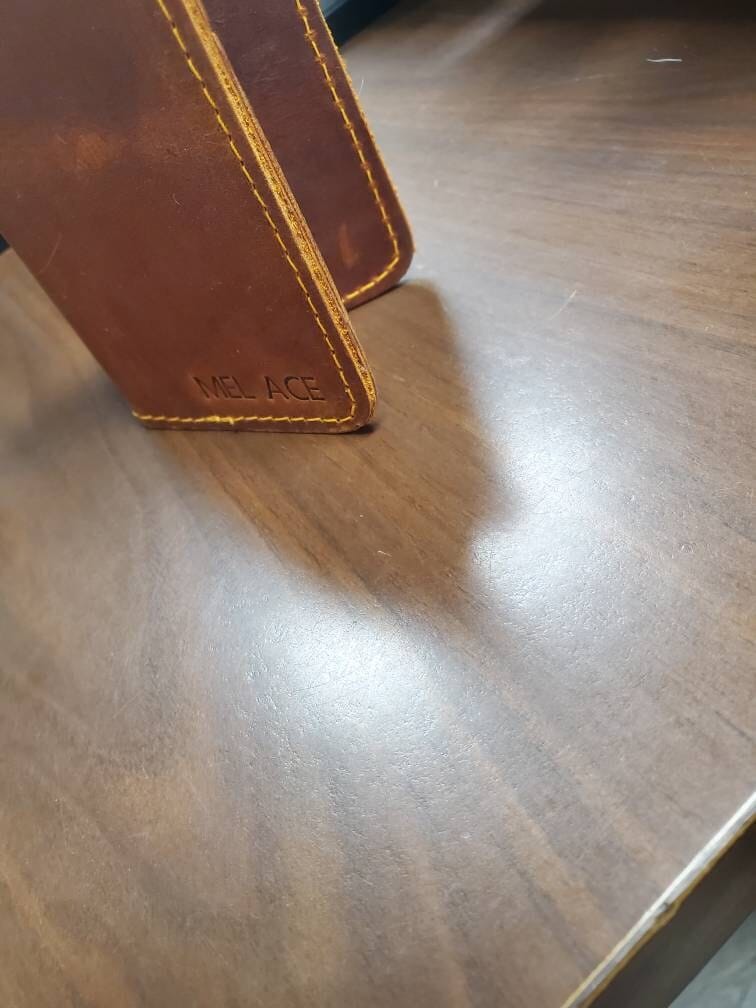 Customer photo review of Handmade Slim Front pocket wallet, The Wilder Slim Wallet,  Antique Leather Card Sleeve, Minimalist Personalized Card Holder #08