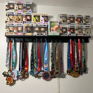 Customer photo review of 4ft Medal Awards Rack Premier Trophy Shelf- Trophy, Plaque and Medal Display