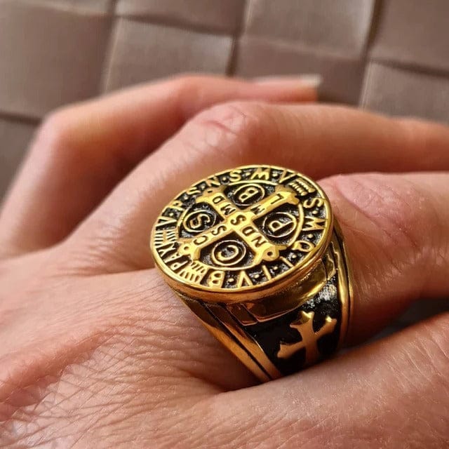 Customer photo review of Free Today: St. Benedict the Protector Titanium Ring