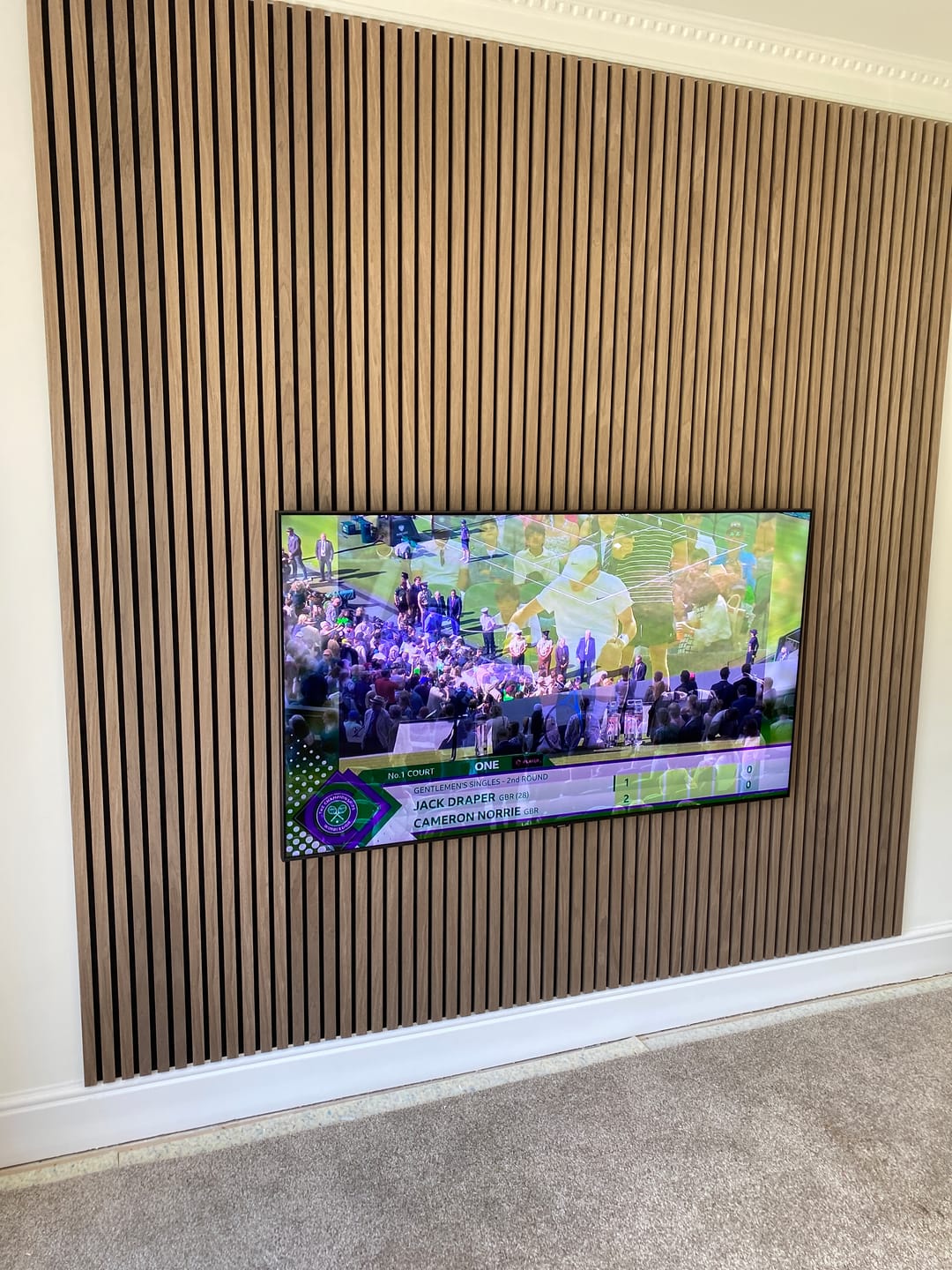 Customer photo review of Wooden Wall Panel | Walnut | Premium 3-sided Wood Veneer
