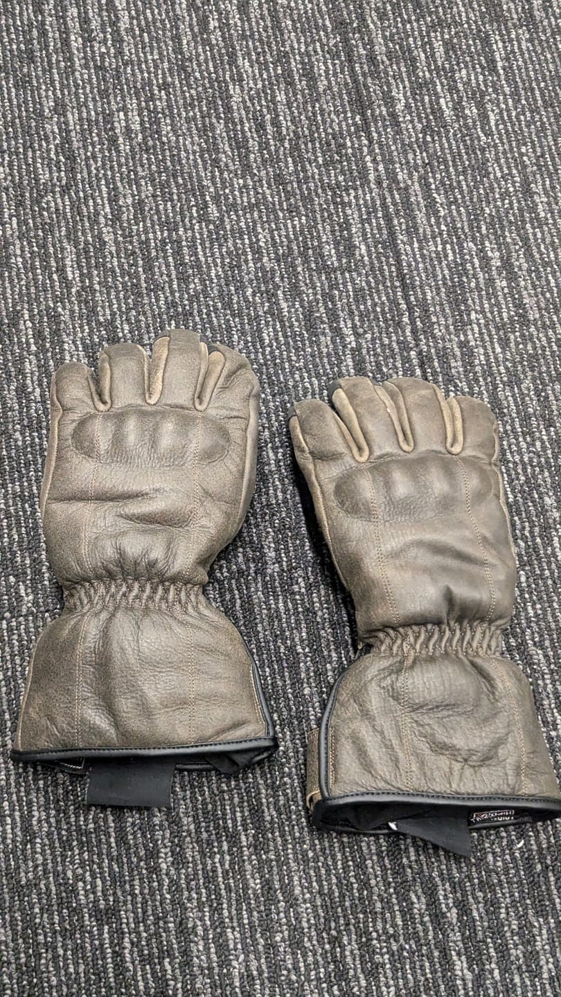 Customer photo review of GEN 2 'The Original' Double Length Gauntlet | Extra Long Warm Motorbike Gloves | Retro Brown Distressed Leather