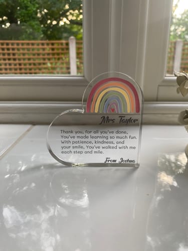 Customer photo review of Teacher Personalised Thankyou Heart