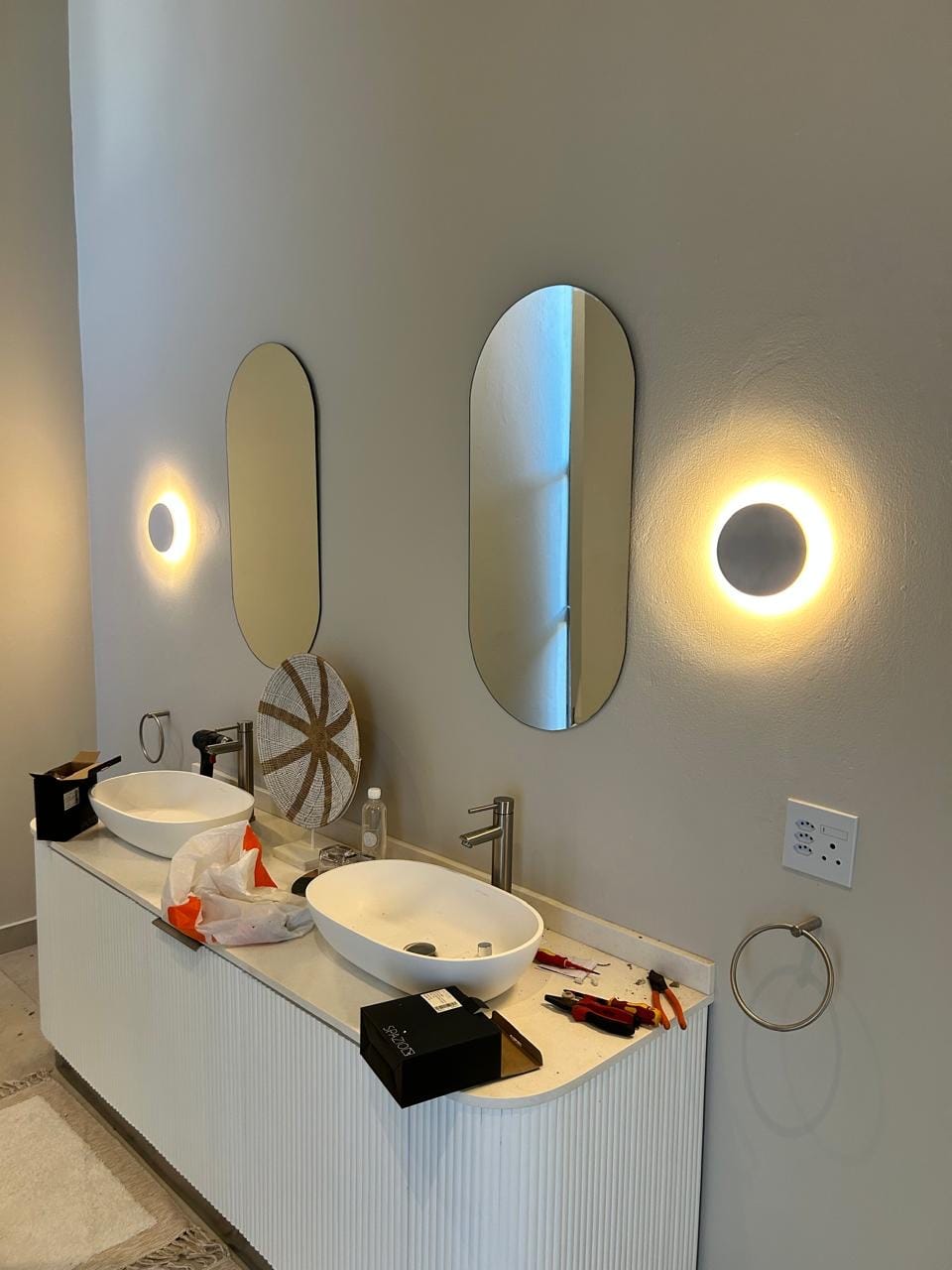 Customer photo review of Focal Round Backlit LED Black or White Wall Light