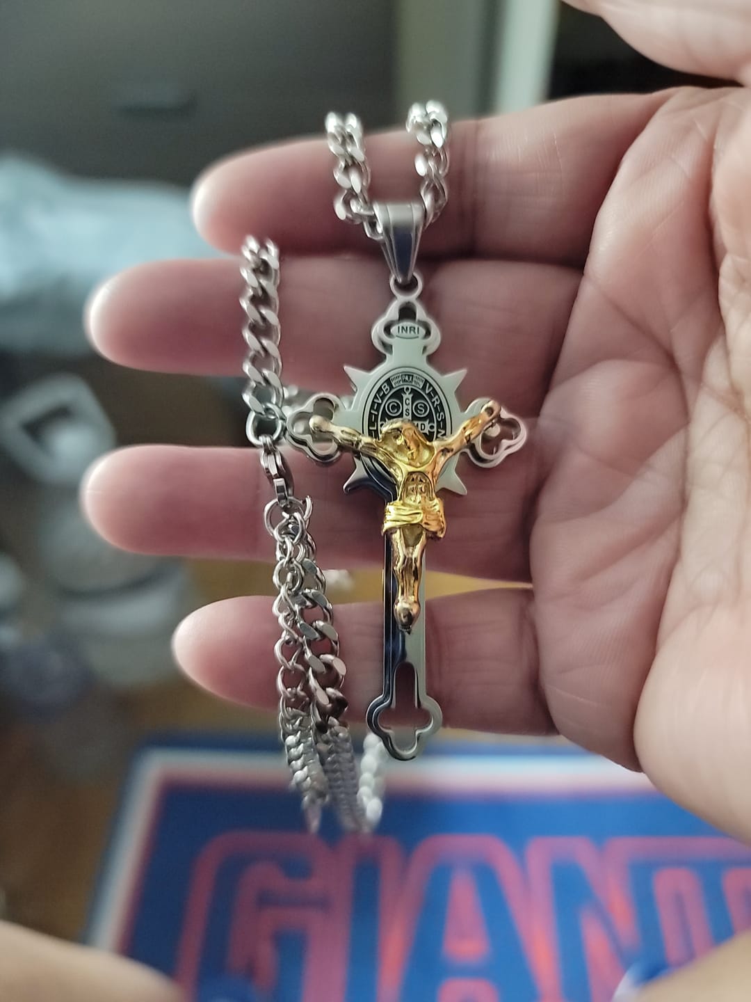 Customer photo review of FREE Today: St. Benedict Symbol Crucifix Exorcism Necklace