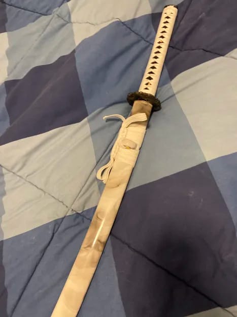 Customer photo review of The Shiroi Handmade Katana 1060 Carbon Steel