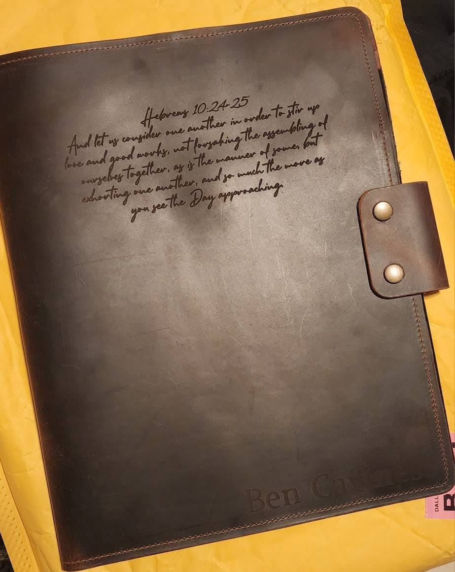 Customer photo review of Business Leather Portfolio, Custom Corporate Gift, Employee Appreciation Gift, Leather Document Organizer, Executive Padfolio