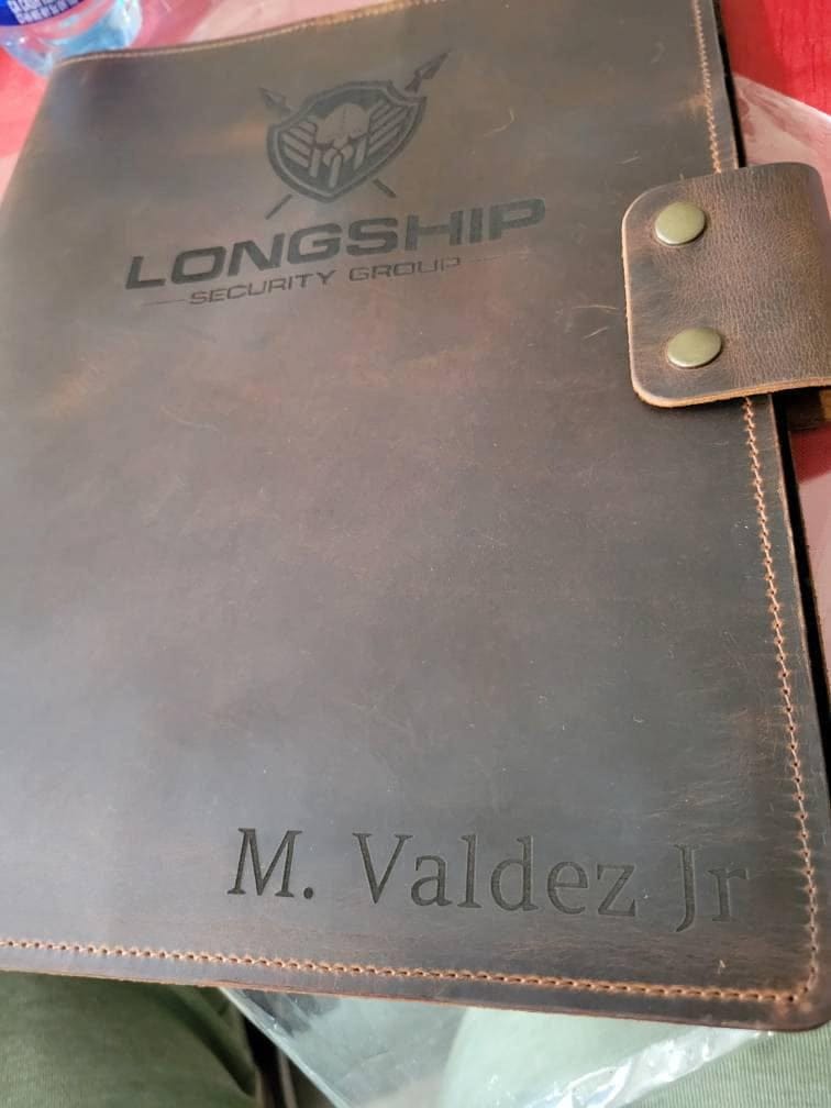 Customer photo review of Business Leather Portfolio, Custom Corporate Gift, Employee Appreciation Gift, Leather Document Organizer, Executive Padfolio
