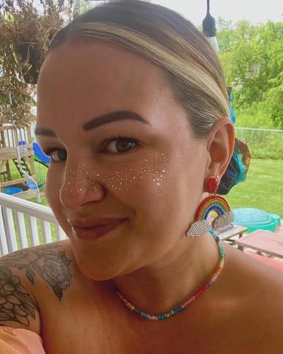 Customer photo review of Gold Stardust Speckles Makeup Patches