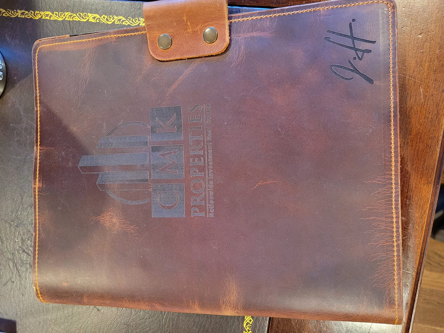 Customer photo review of Business Leather Portfolio, Custom Corporate Gift, Employee Appreciation Gift, Leather Document Organizer, Executive Padfolio