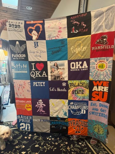 T-shirt quilt featuring appalachian state university sports team, syracuse university sports team by Lisabeth from NY