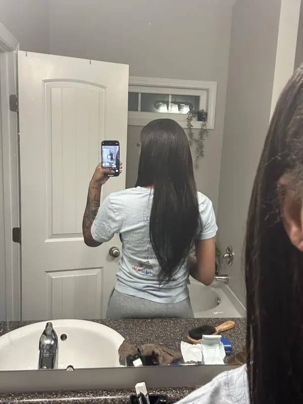 Customer photo review of JYZ Body Wave Clip in Hair Extensions for Black Women Body Wave Human Hair Clip in Hair Extensions Natural Black Color Brazilian Virgin Hair