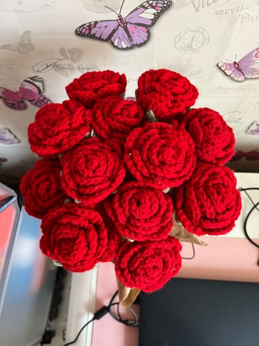 Customer photo review of Crochet Red Rose Flower